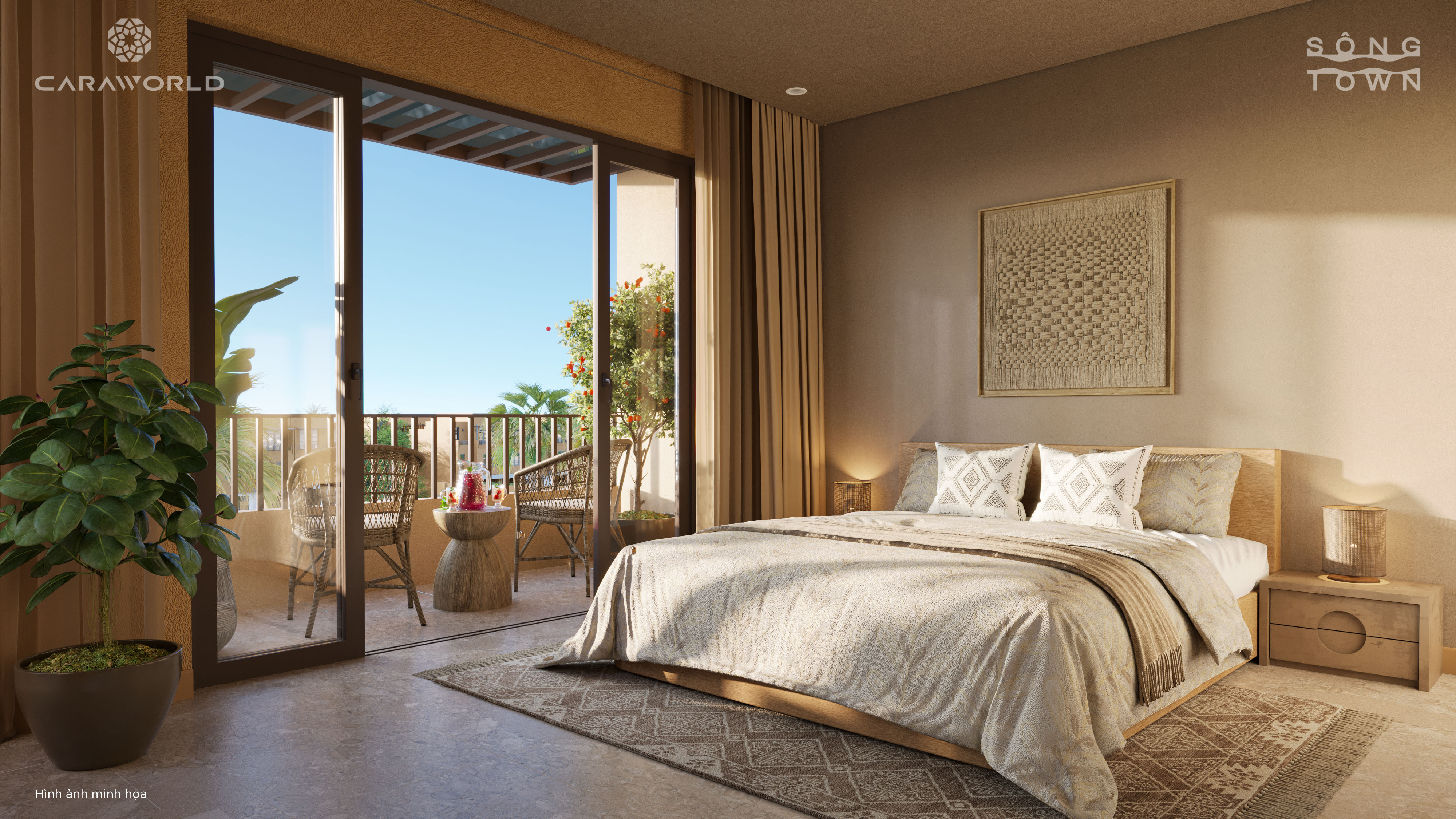 Phòng khách nội thất full - Sông Town CaraWorld